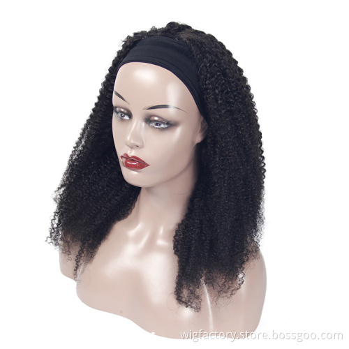 wholesale afro kinky curl headband wigs human hair,kinky headband wig  hair with headband attached wholesale, wig headband